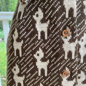 Adorable VTG Knit Deer Button-Up Skirt